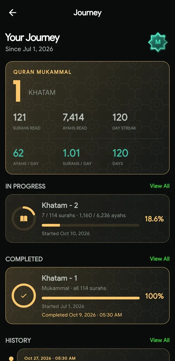 Quran Khatam Tracker: Your khatam progress